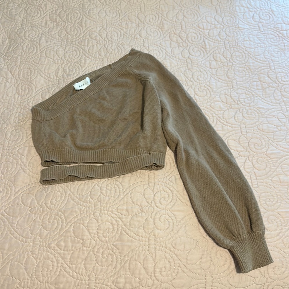 Tan crop top one shoulder